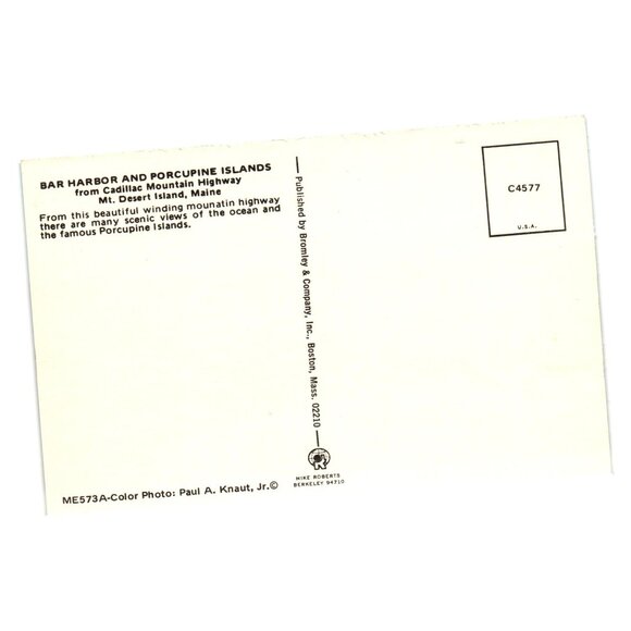 Bar Harbor Cadillac Mountain Maine Scenic Highway Postcard Vintage Bromley - Picture 2 of 2